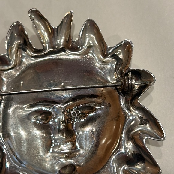 Genuine Vintage Sterling Silver SUN Face Pendant/ Brooch 925 Mexico - Picture 4 of 12